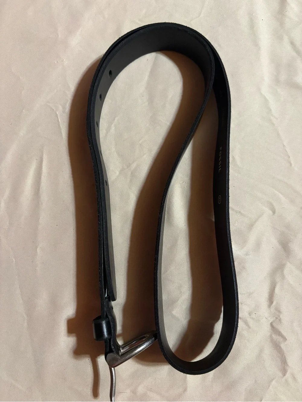Fossil Black Leather Men's Belt with Silver Buckle